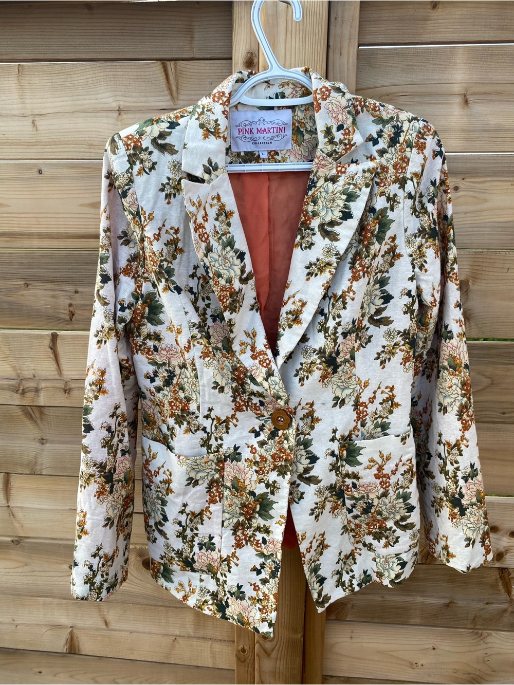 Pink Martini Fall Floral Blazer Women’s Size Large Office Work Autumn Colours